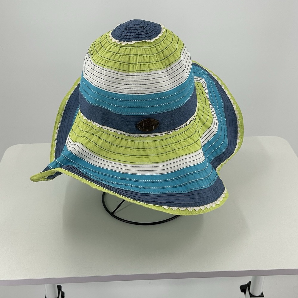 Panama Jack Wide Brim Sun‎ Hat Women Striped Beach Floppy Summer One Size